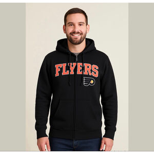 NHL Philadelphia Flyers Men’s warm Sherpa waffled zip up hoodie jacket gray S